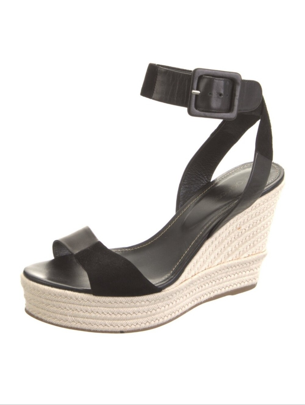 WOMEN'S AUTHENTIC BLACK LEATHER SERGIO ROSSI ESPADRILLES SHOE SZ 39.5 ITALY $595